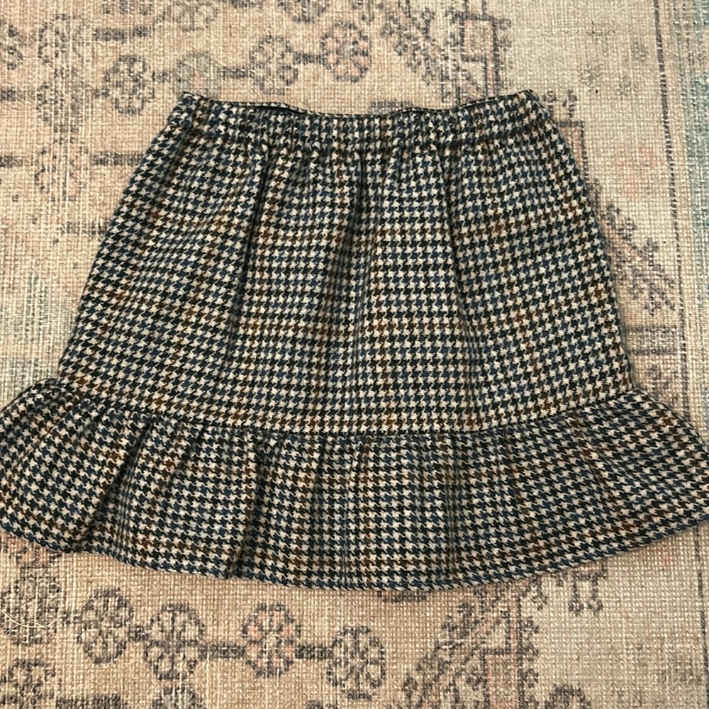 J. Crew Houndstooth Wool Ruffle Mini Skirt - Picture 5 of 7